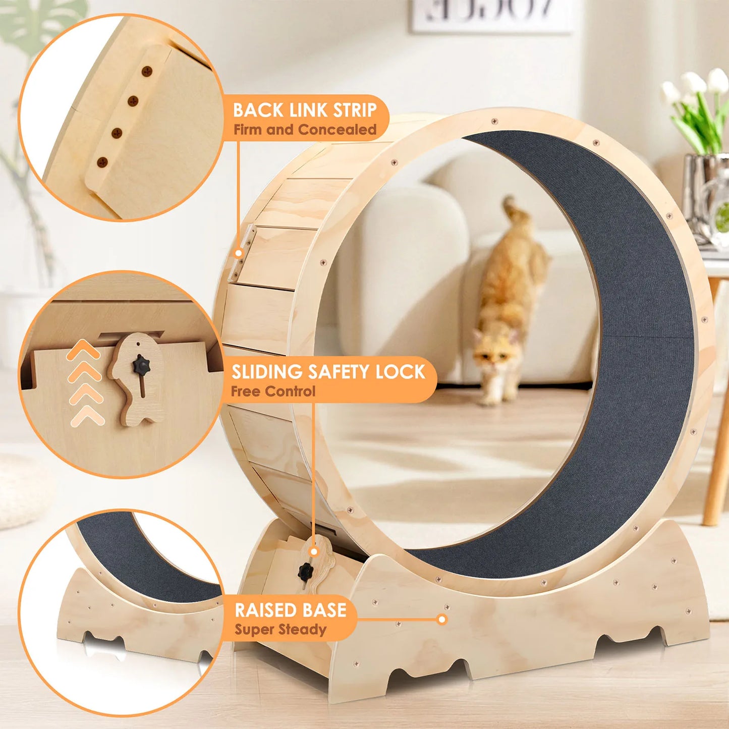 42.51 in Solid Wood Cat Exercise Wheel