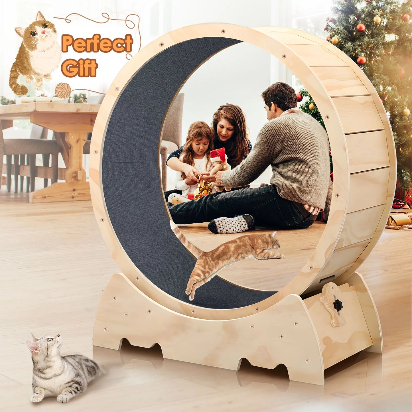 42.51 in Solid Wood Cat Exercise Wheel