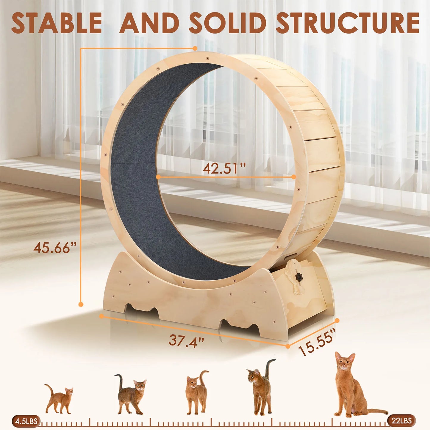 42.51 in Solid Wood Cat Exercise Wheel