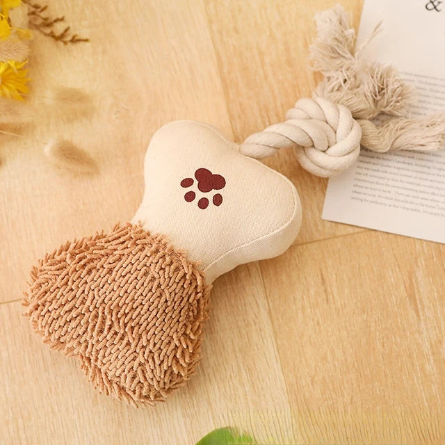 Dog Chew Toy – Cotton Rope & Canvas Dog Toy with Sound, Bite-Resistant Knot Design
