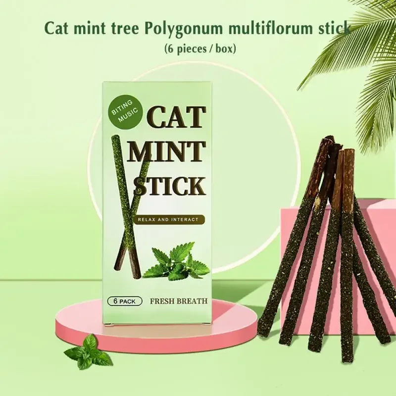 6pcs Natural Cat Stick Mints For Cat Teeth Cleaning Treating