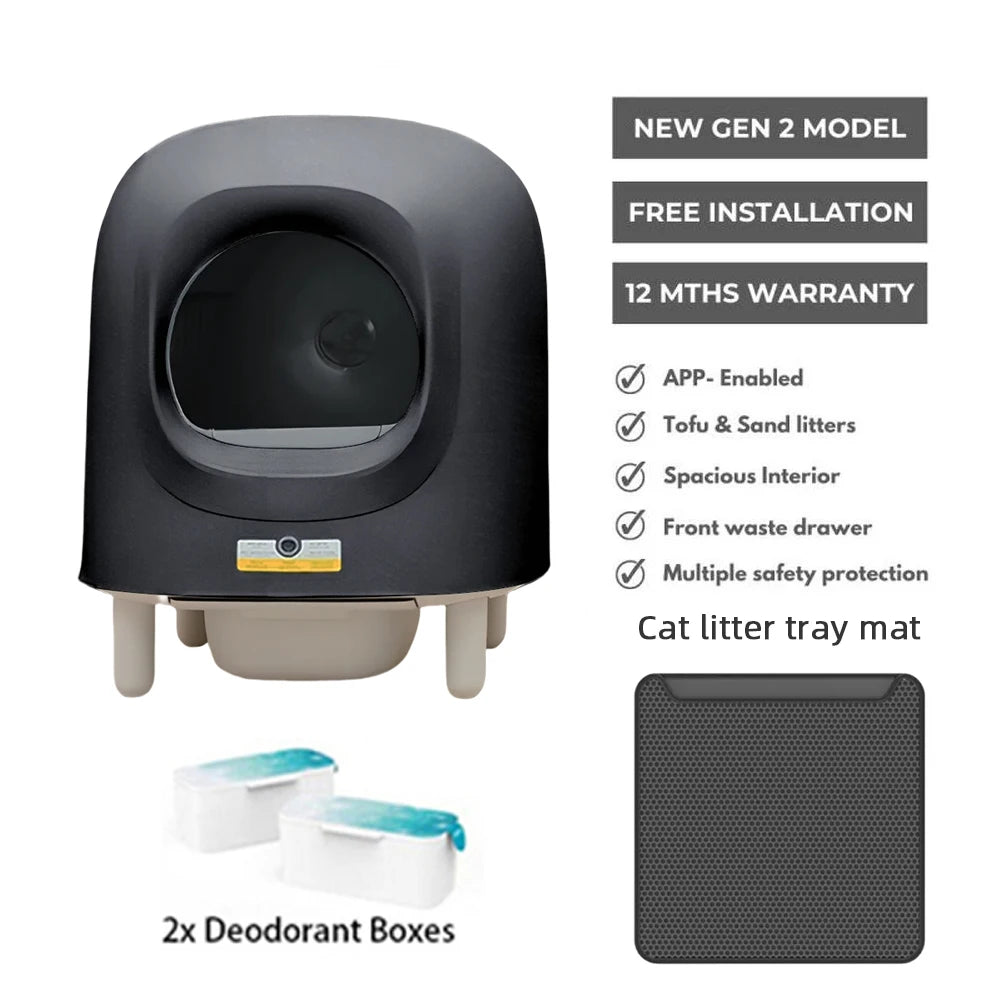 Petree 2.0 pro 2024 56L Automatic Smart Cat Litter Box Self Cleaning Fully Enclosed Cat Litter Box Pet Toilet Litter Tray