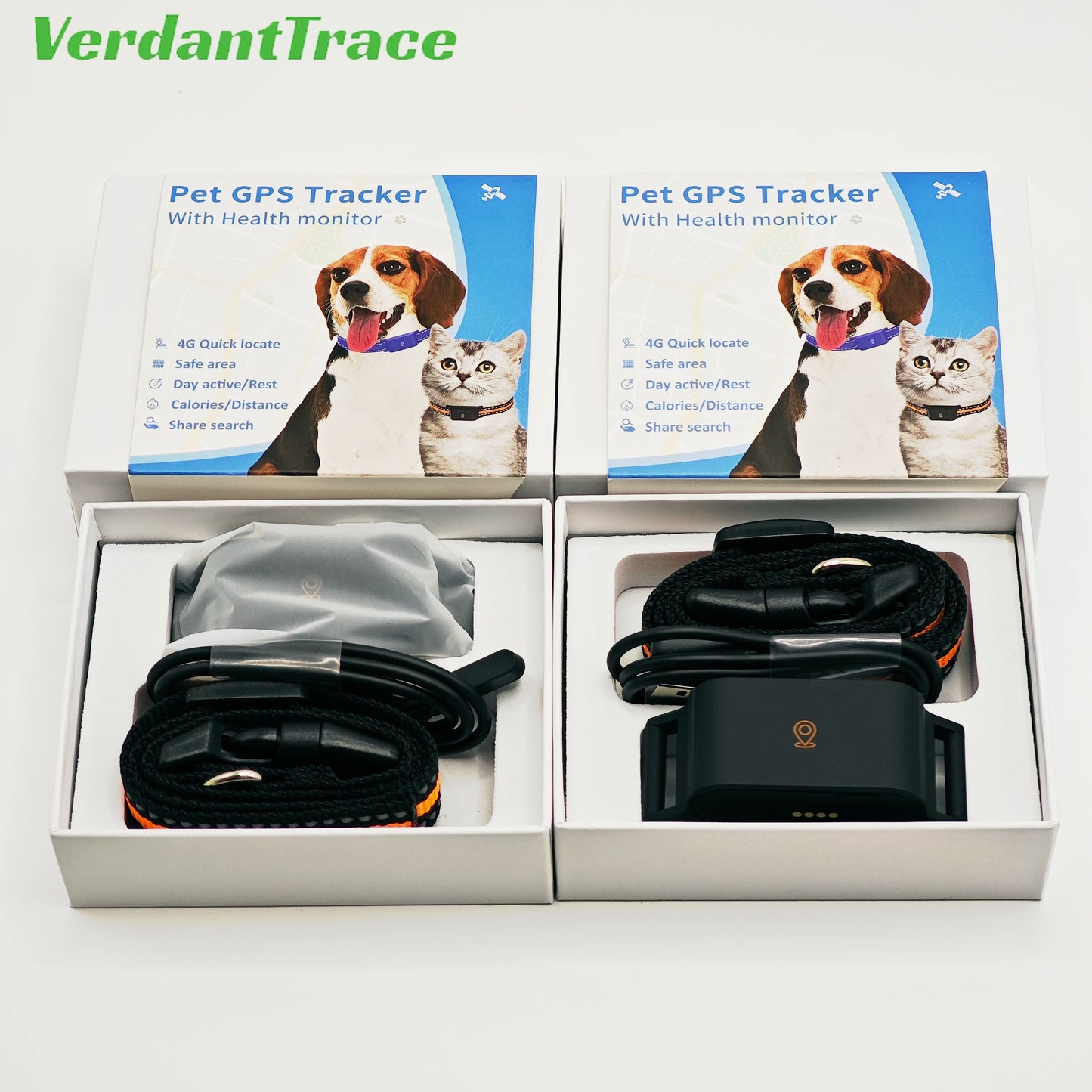 VerdantTrace Smart GPS Pet Collar – Waterproof 4G Tracker with Real-Time Location for Dogs & Cats