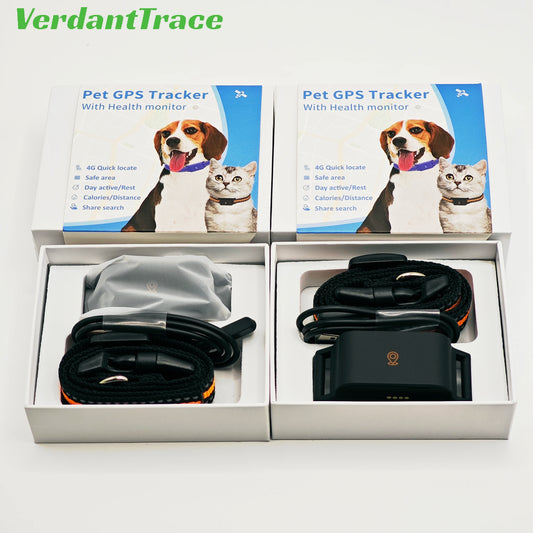 VerdantTrace Smart GPS Pet Collar – Waterproof 4G Tracker with Real-Time Location for Dogs & Cats
