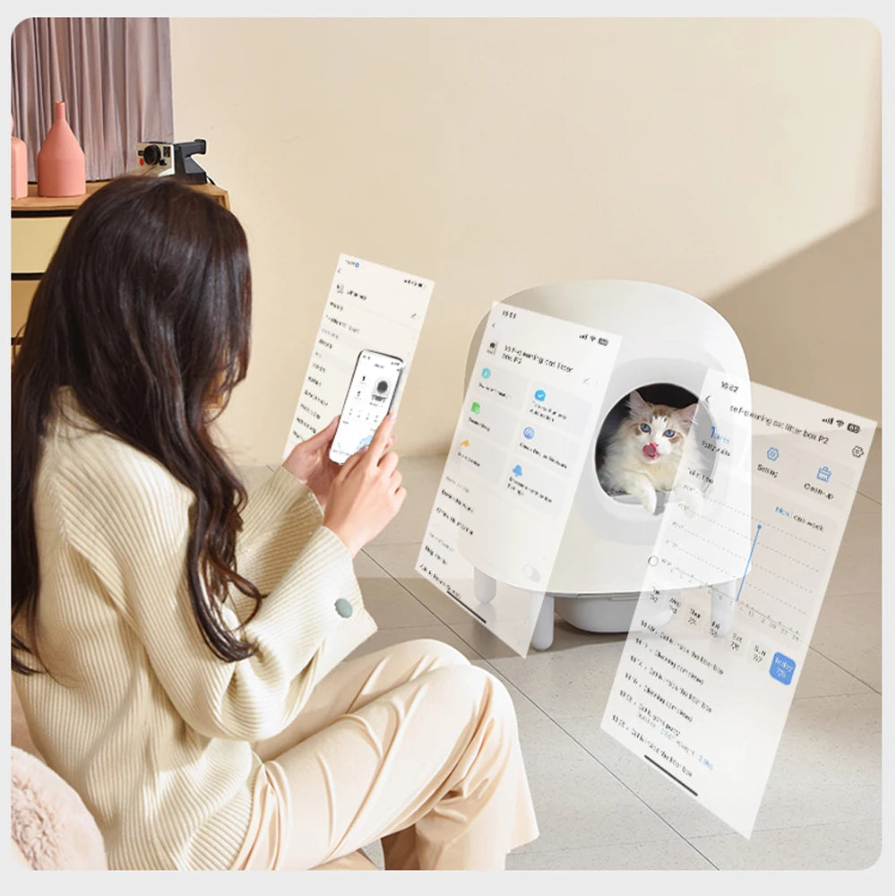 Petree 2.0 pro 2024 56L Automatic Smart Cat Litter Box Self Cleaning Fully Enclosed Cat Litter Box Pet Toilet Litter Tray