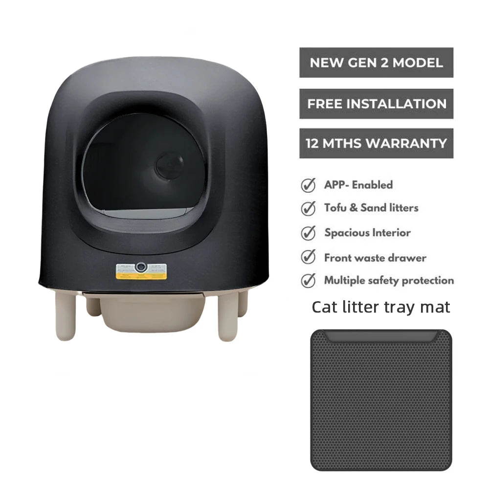 Petree 2.0 pro 2024 56L Automatic Smart Cat Litter Box Self Cleaning Fully Enclosed Cat Litter Box Pet Toilet Litter Tray