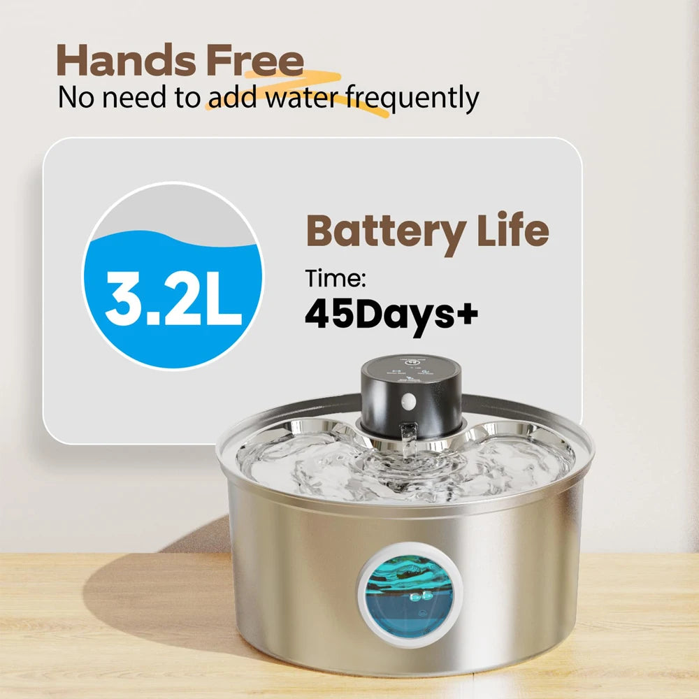 Automatic Sensor Stainless Steel Cat Dog Water Fountain 3.2L