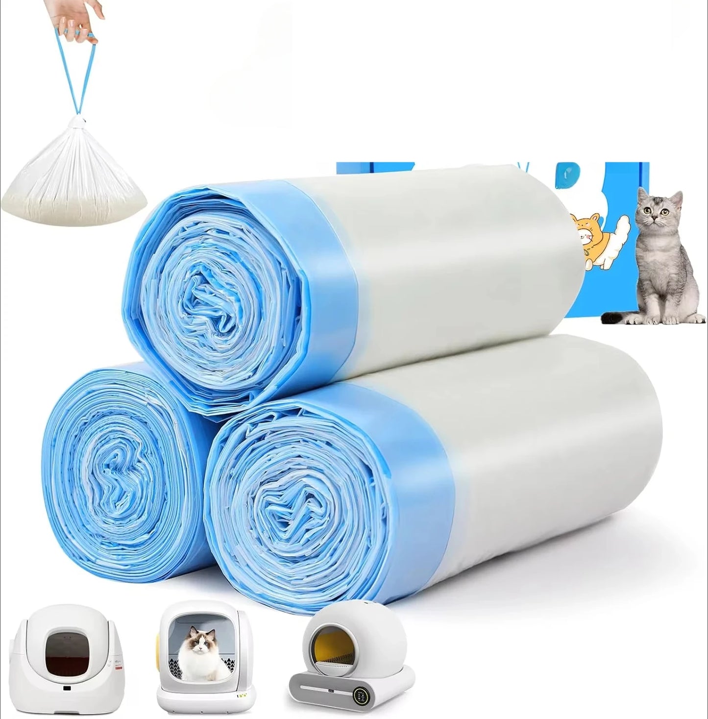 90 Cat Litter Bags for Automatic Litter Box Extra-Thick