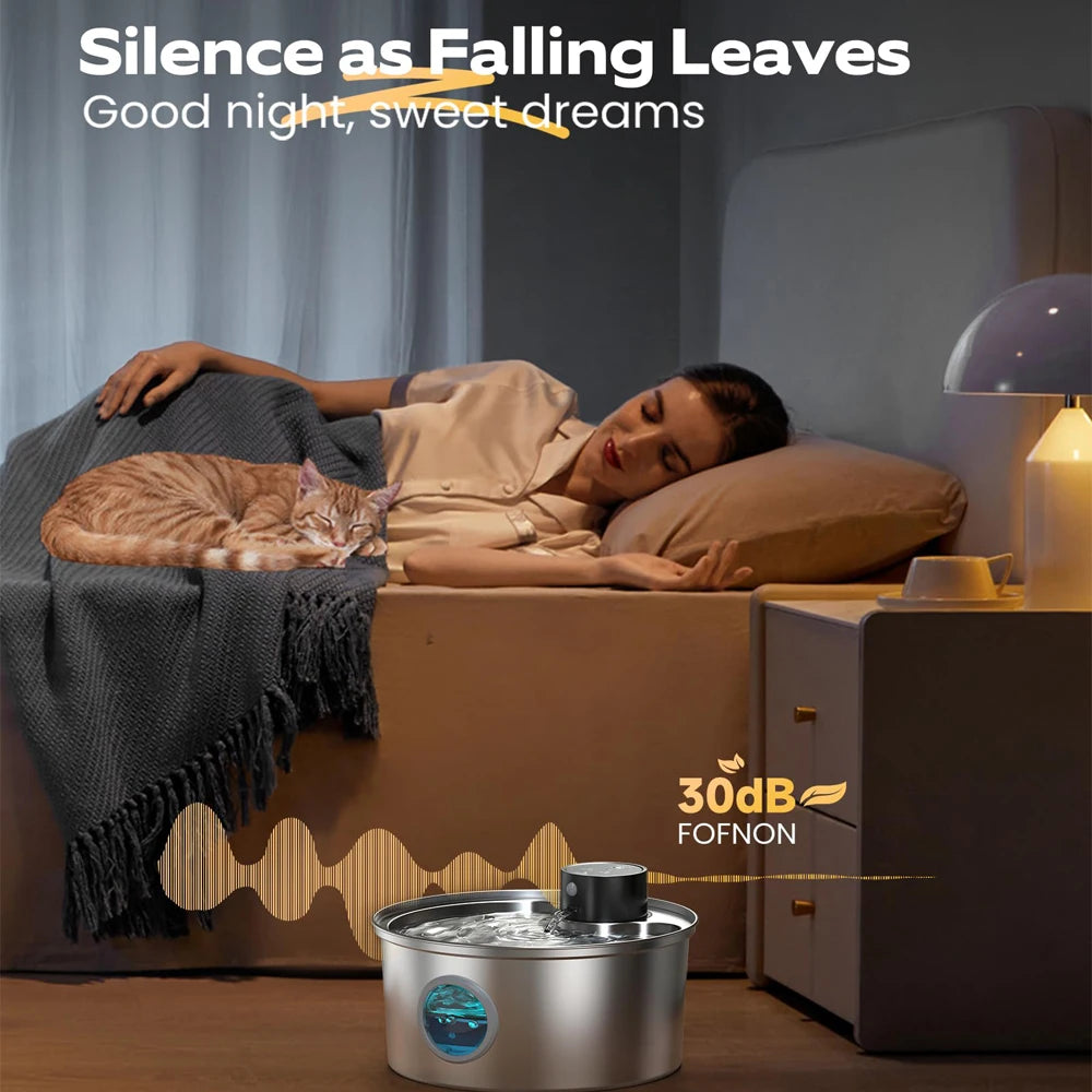 Automatic Sensor Stainless Steel Cat Dog Water Fountain 3.2L