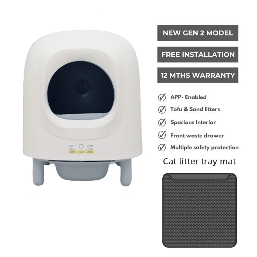 Petree 2.0 pro 2024 56L Automatic Smart Cat Litter Box Self Cleaning Fully Enclosed Cat Litter Box Pet Toilet Litter Tray