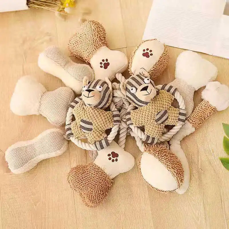 Dog Chew Toy – Cotton Rope & Canvas Dog Toy with Sound, Bite-Resistant Knot Design