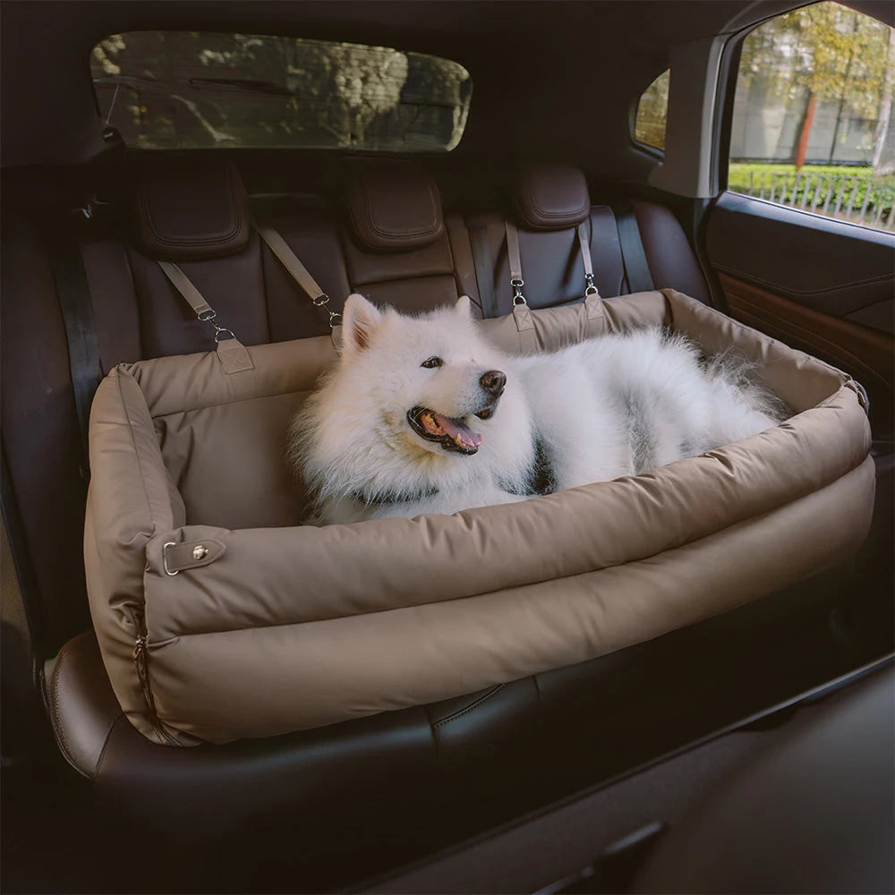 Faux Leather Pet Booster Seat – Travel Bed for Cats & Dogs