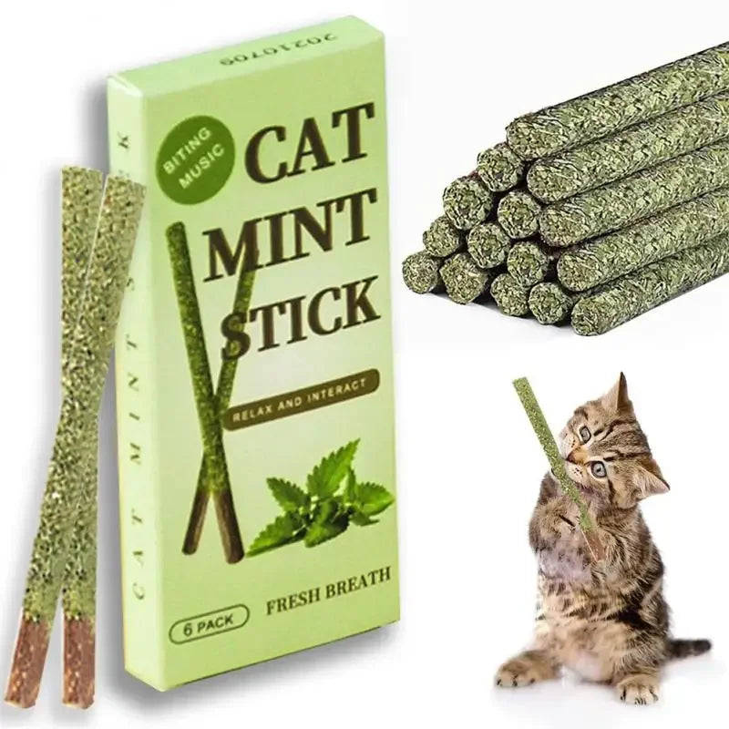 6pcs Natural Cat Stick Mints For Cat Teeth Cleaning Treating